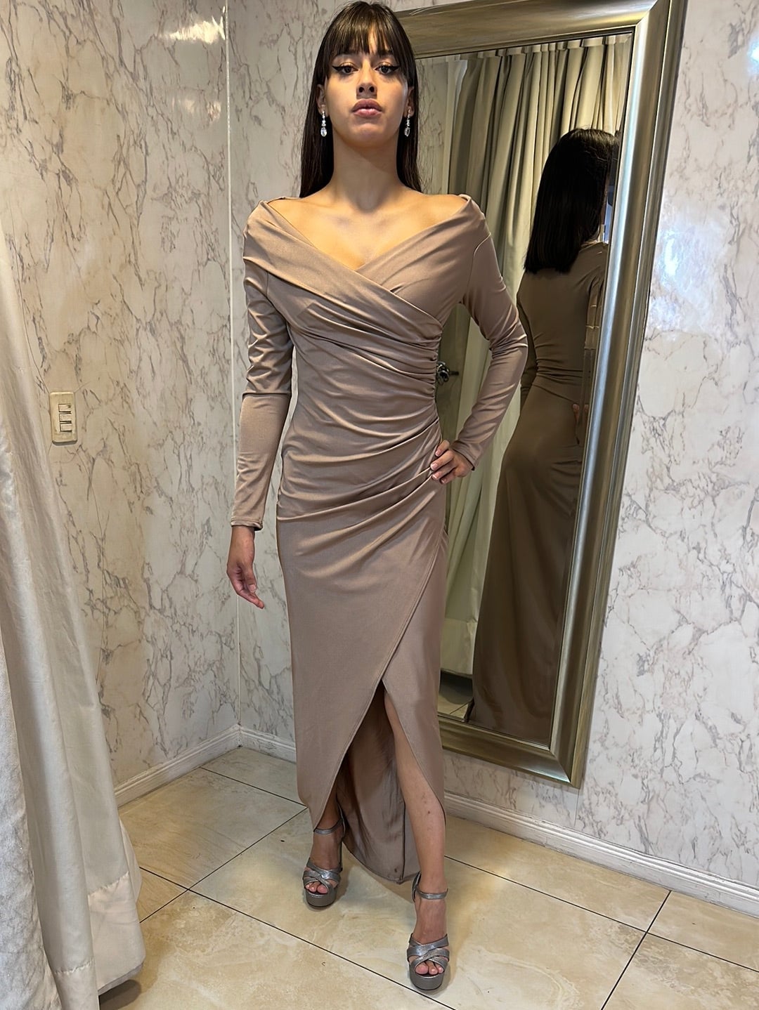 VESTIDO LARGO L8019 NUDE - 2