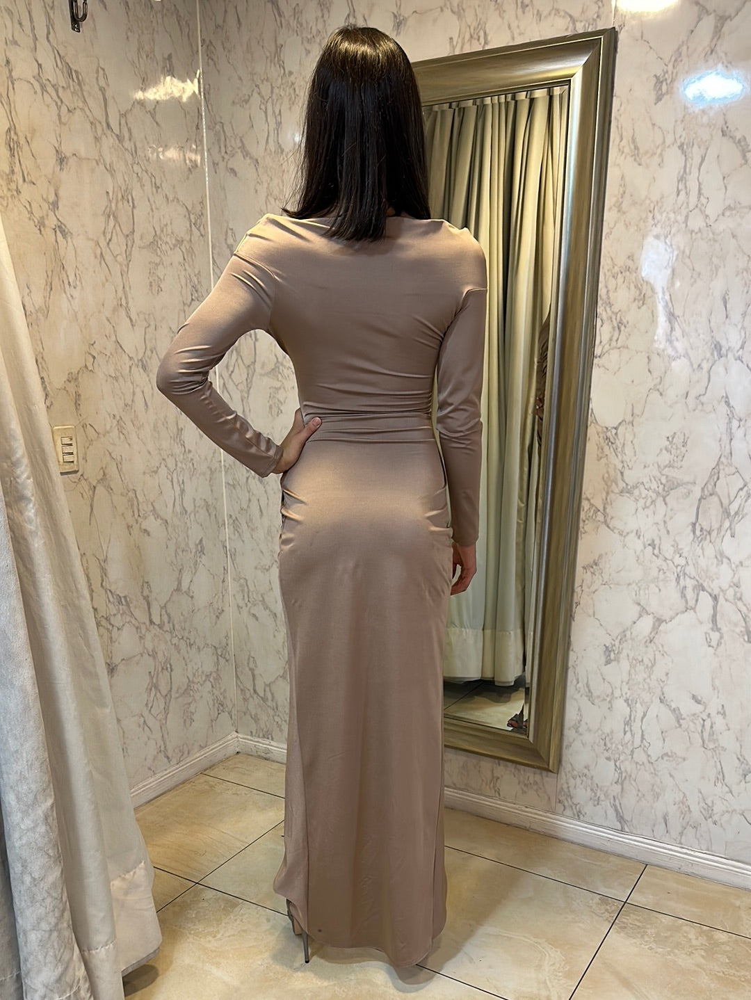 VESTIDO LARGO L8019 NUDE - 8