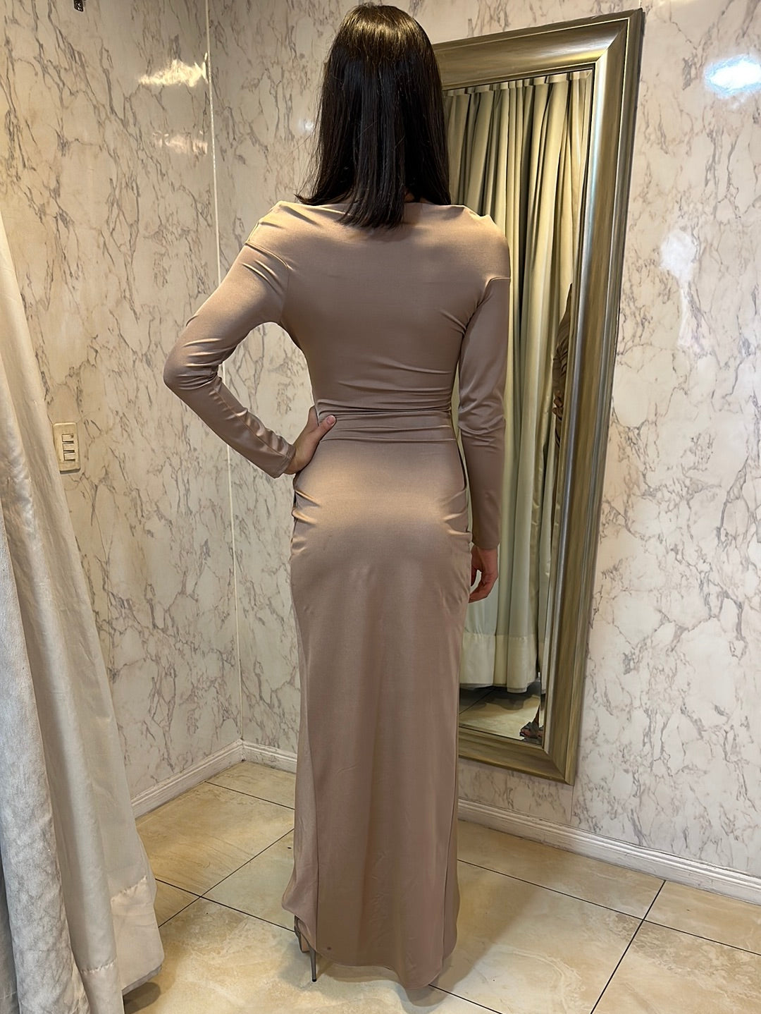VESTIDO LARGO L8019 NUDE - 9