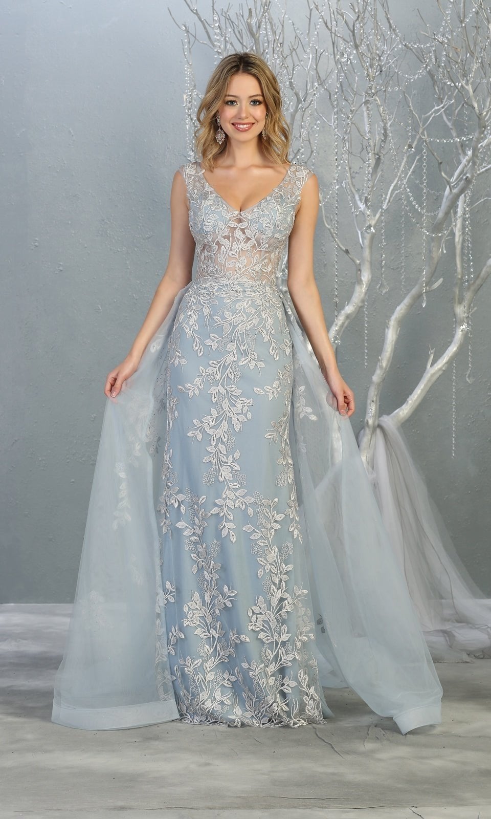 VESTIDO LARGO L7834 CELESTE - 2