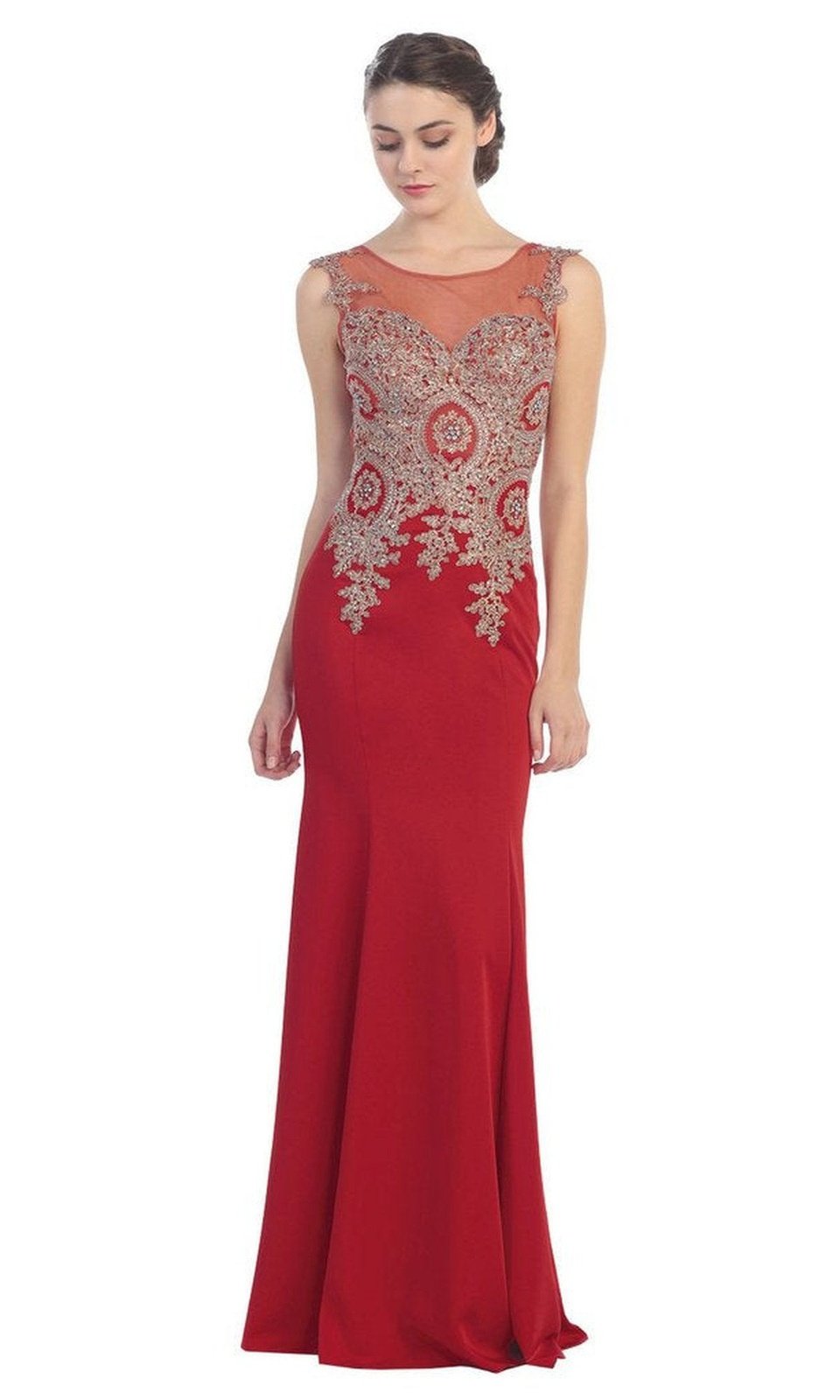 VESTIDO LARGO L5005 EN COLOR ROJO - 1