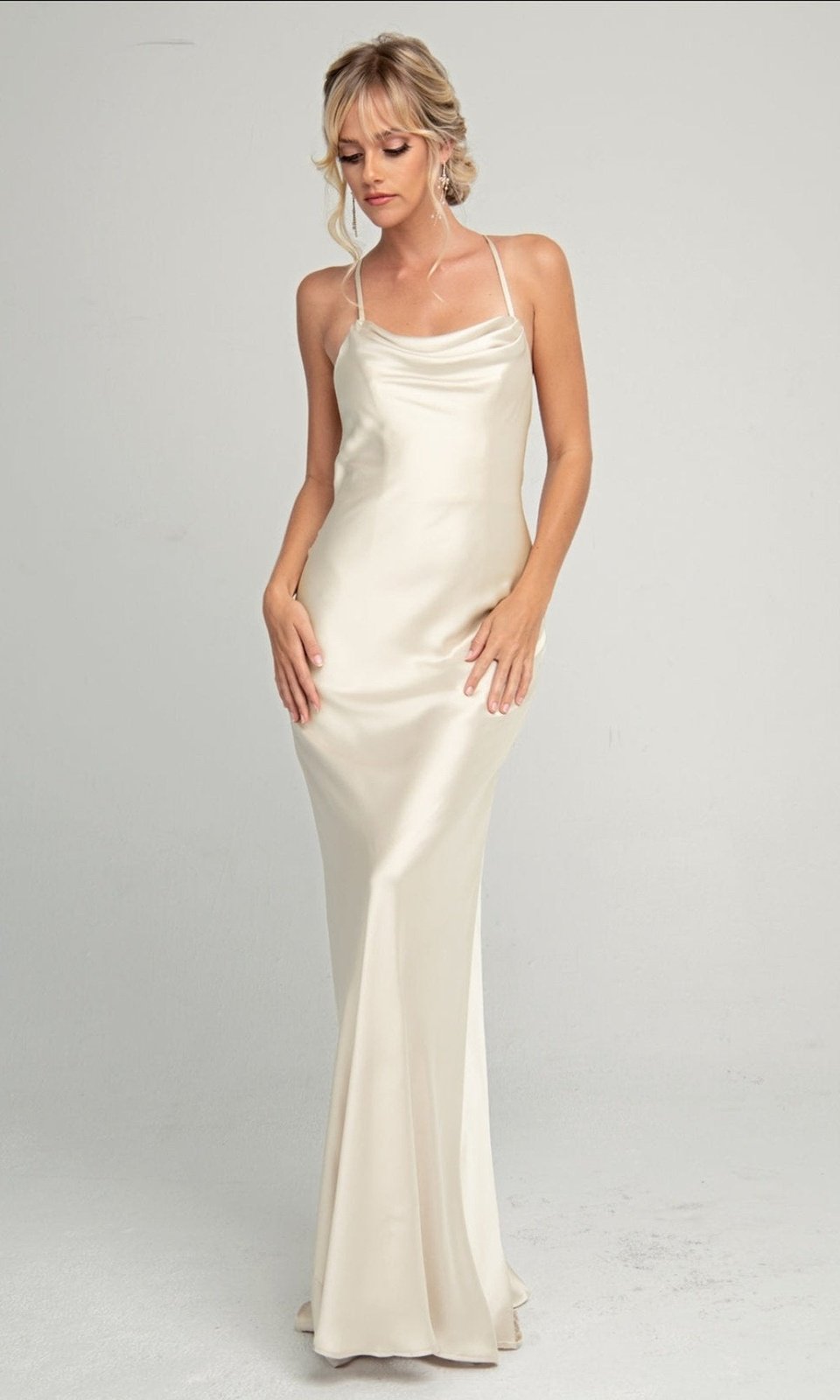 VESTIDO LARGO L6111 CHAMPAGNE - 1