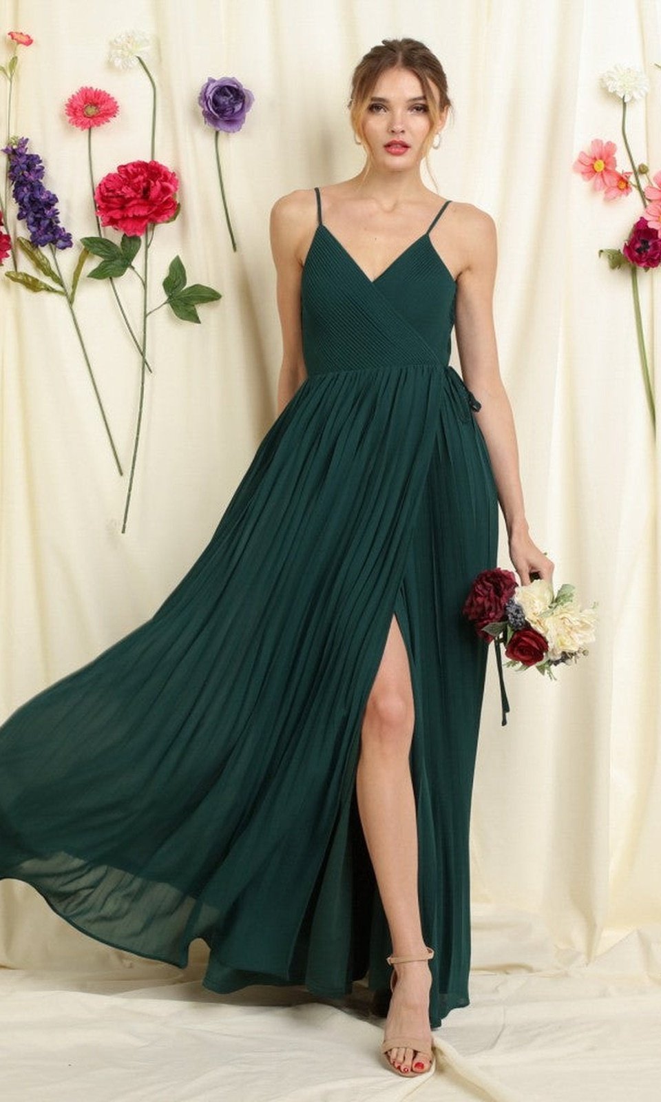 VESTIDO LARGO L19491 VERDE ESMERALDA - 1