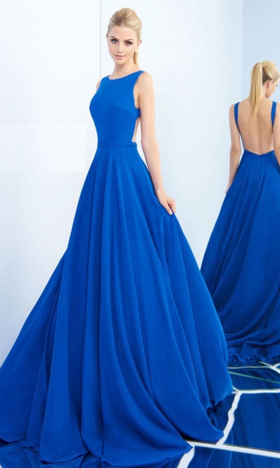 VESTIDO LARGO L55192 AZUL - 1