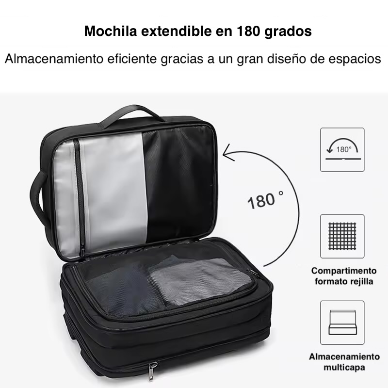 MOCHILA EXPANDIBLE USB NOTEBOOK VIAJEROS CABINA AVIÓN - 2