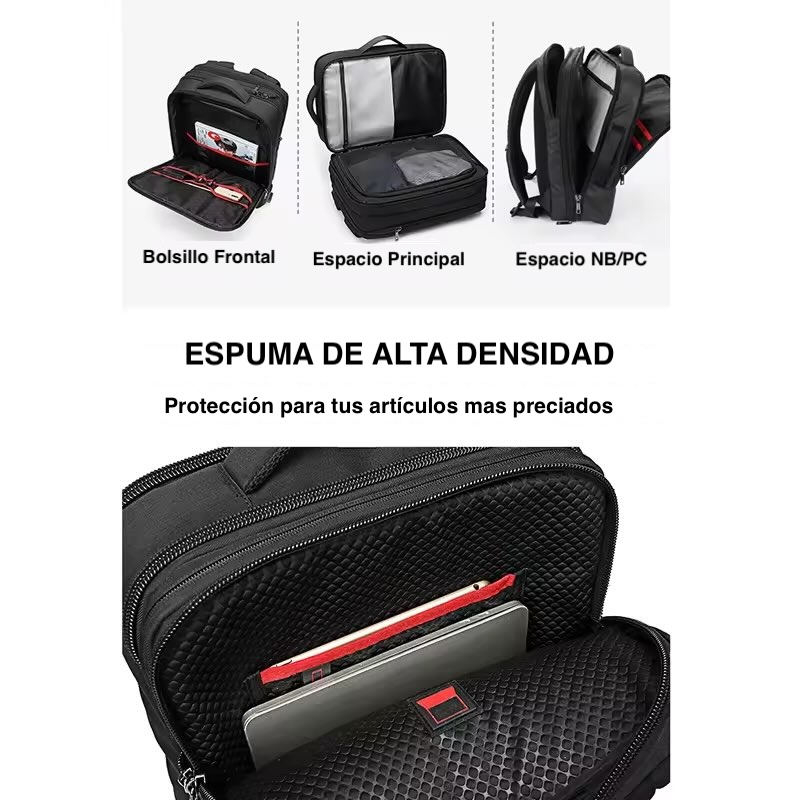 MOCHILA EXPANDIBLE USB NOTEBOOK VIAJEROS CABINA AVIÓN - 3