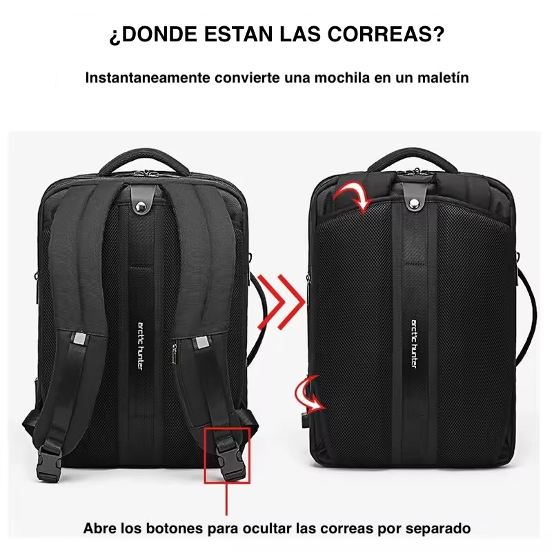 MOCHILA EXPANDIBLE USB NOTEBOOK VIAJEROS CABINA AVIÓN - 6