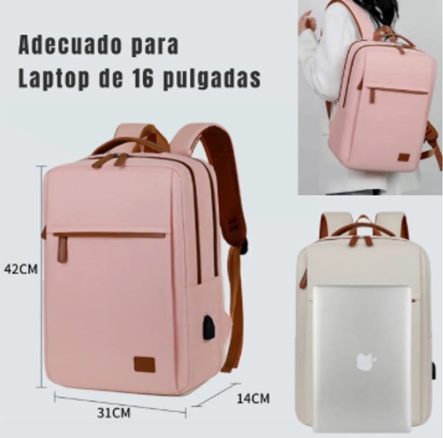 MOCHILA LAPTOP MUJER USB VIAJES - 1