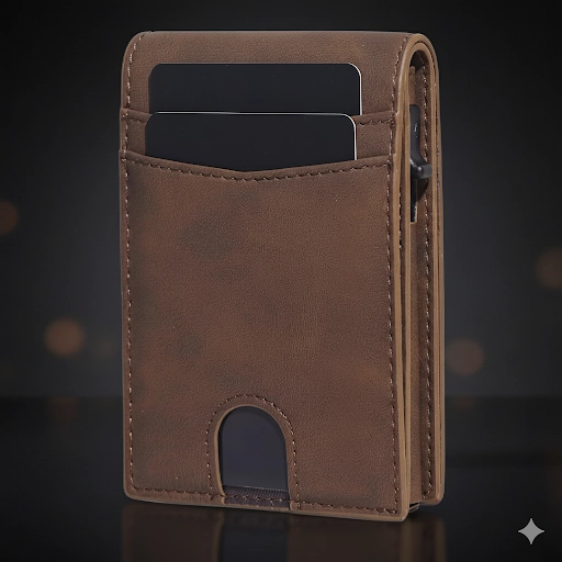 BILLETERA TARJETERO CUERO BLOQUEO RFID BIFOLD +CAJA REGALO - 1