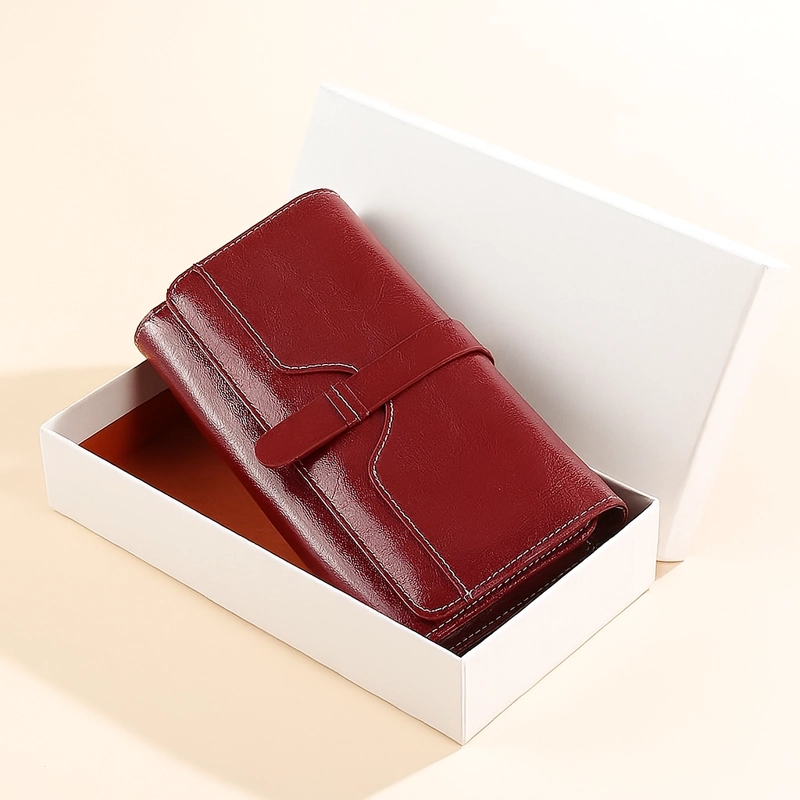 BILLETERA CARTERA LARGA CUERO ROJA PORTA CELULAR CON CIERRE - 2
