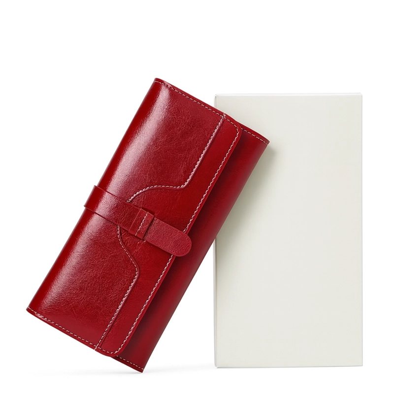 BILLETERA CARTERA LARGA CUERO ROJA PORTA CELULAR CON CIERRE - 7