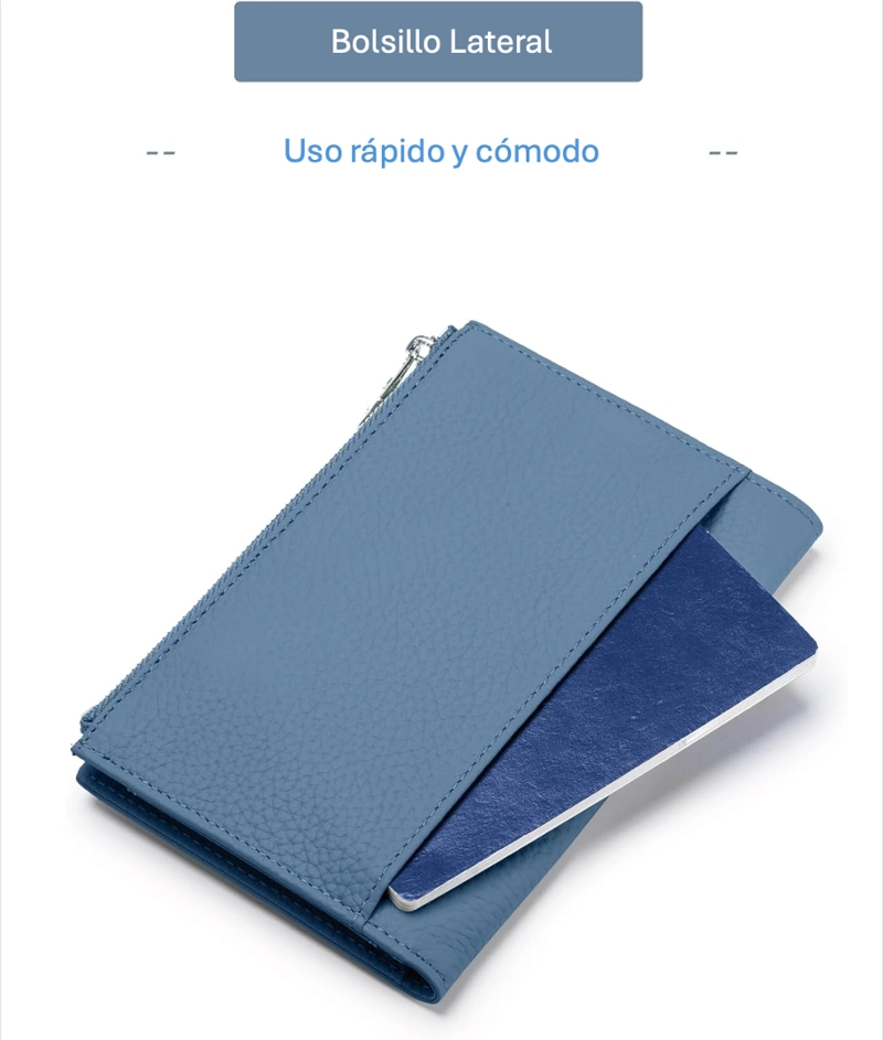 PORTA PASAPORTE MUJER CUERO ORGANIZADOR DOCUMENTOS + CIERRE - 4