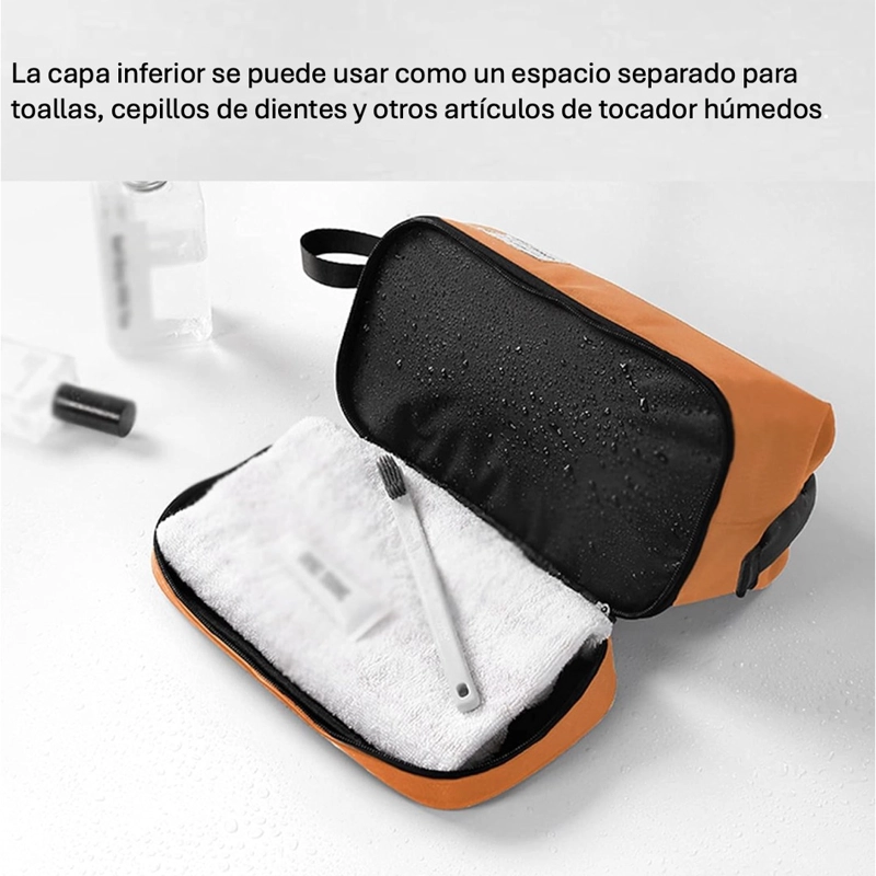 NECESER VIAJE IMPERMEABLE GRAN CAPACIDAD SEPARACION SECO HUMEDO CON CIERRE - 2