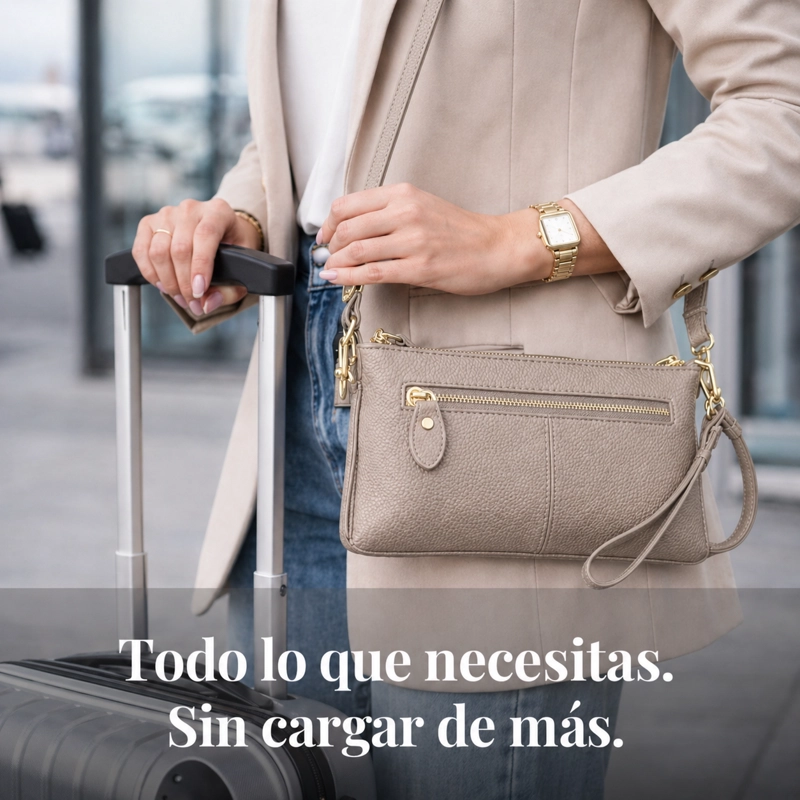 CARTERA BANDOLERA PARA MUJER DE CUERO PEQUEÑA RECTANGULAR - 1