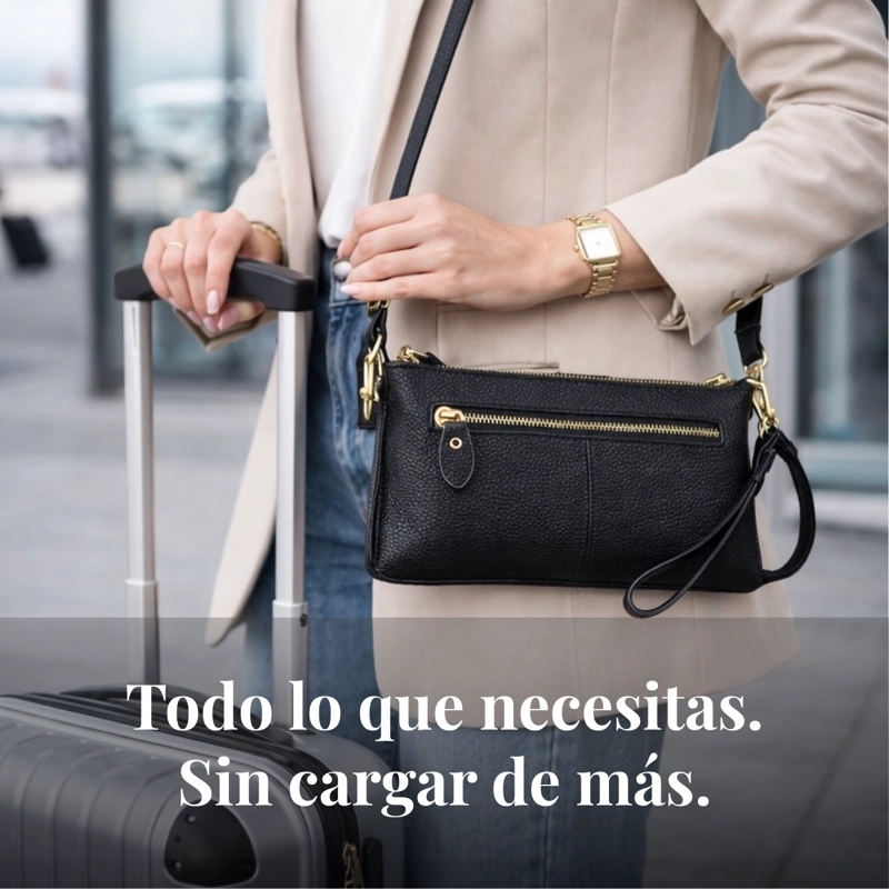CARTERA BANDOLERA PARA MUJER DE CUERO PEQUEÑA RECTANGULAR - 1