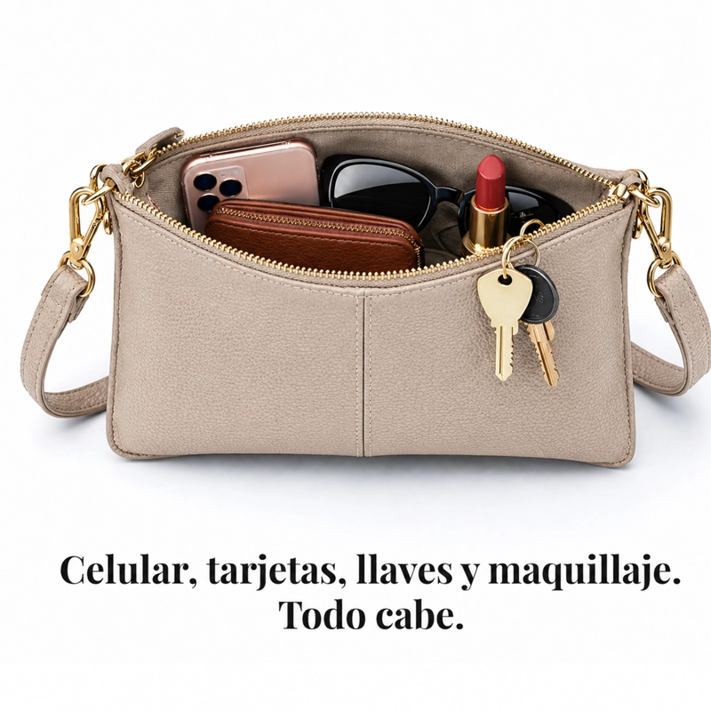 CARTERA BANDOLERA PARA MUJER DE CUERO PEQUEÑA RECTANGULAR - 2