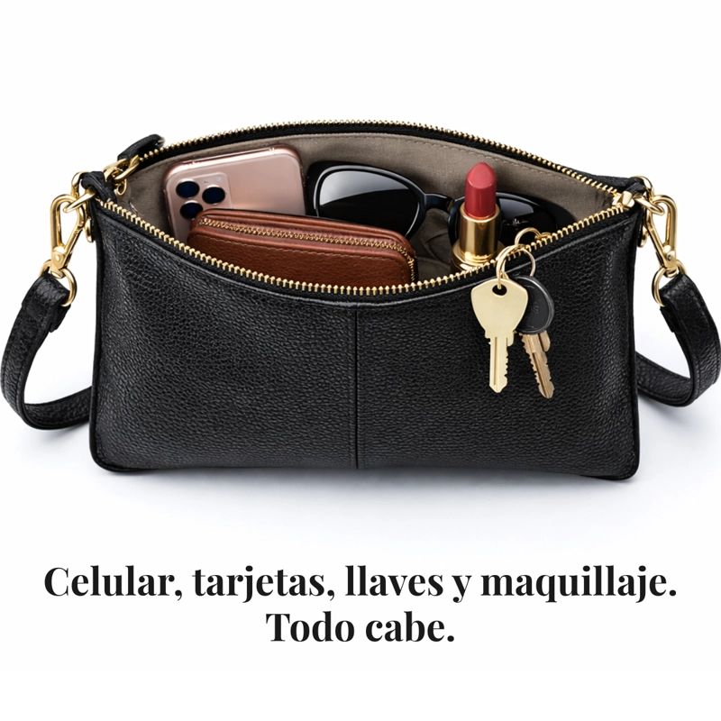 CARTERA BANDOLERA PARA MUJER DE CUERO PEQUEÑA RECTANGULAR - 2