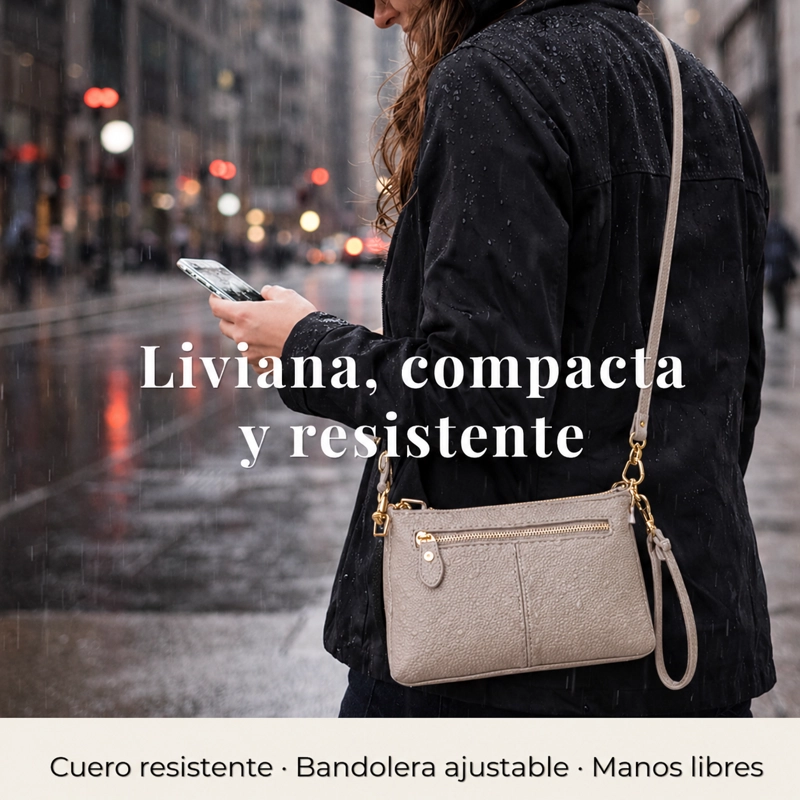 CARTERA BANDOLERA PARA MUJER DE CUERO PEQUEÑA RECTANGULAR - 3