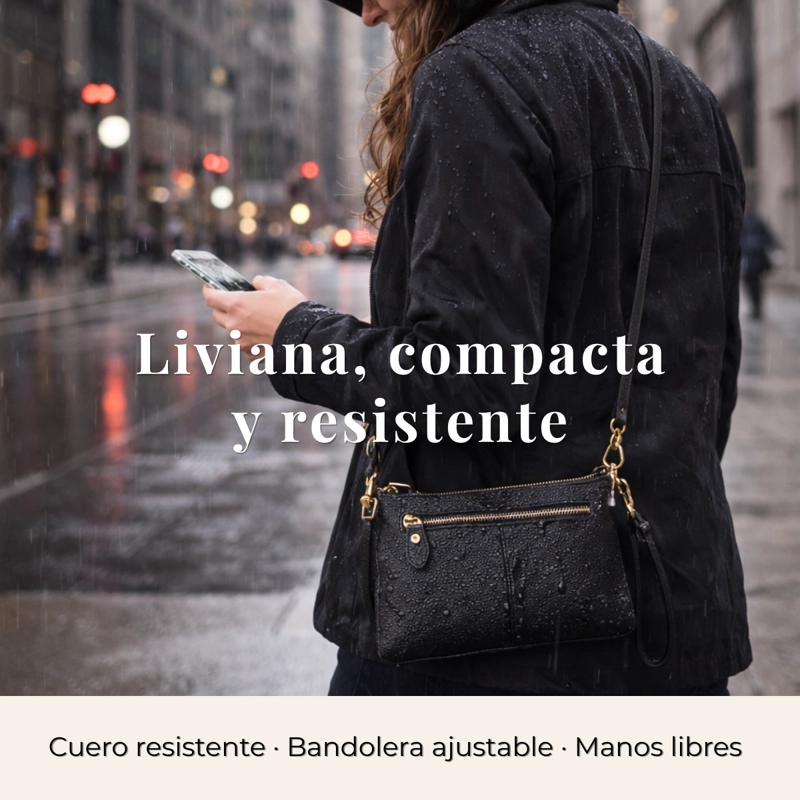 CARTERA BANDOLERA PARA MUJER DE CUERO PEQUEÑA RECTANGULAR - 3