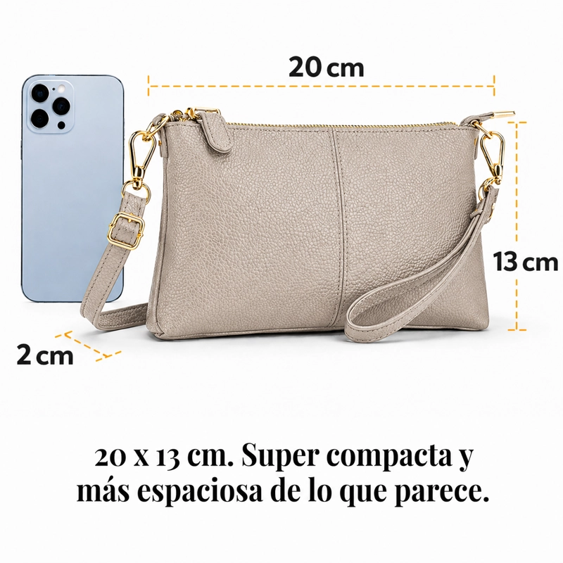CARTERA BANDOLERA PARA MUJER DE CUERO PEQUEÑA RECTANGULAR - 4
