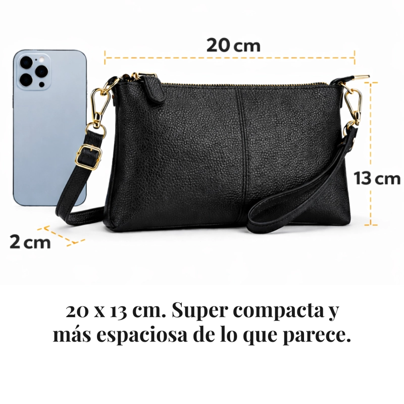 CARTERA BANDOLERA PARA MUJER DE CUERO PEQUEÑA RECTANGULAR - 4