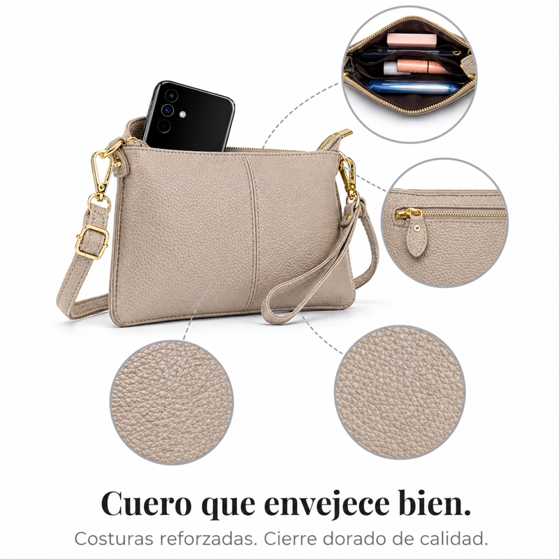 CARTERA BANDOLERA PARA MUJER DE CUERO PEQUEÑA RECTANGULAR - 5