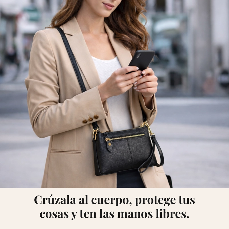 CARTERA BANDOLERA PARA MUJER DE CUERO PEQUEÑA RECTANGULAR - 6