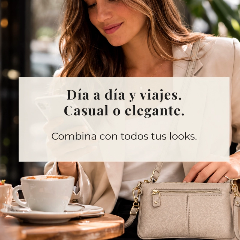 CARTERA BANDOLERA PARA MUJER DE CUERO PEQUEÑA RECTANGULAR - 7