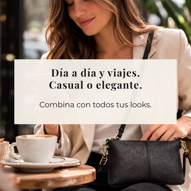 CARTERA BANDOLERA PARA MUJER DE CUERO PEQUEÑA RECTANGULAR - 7