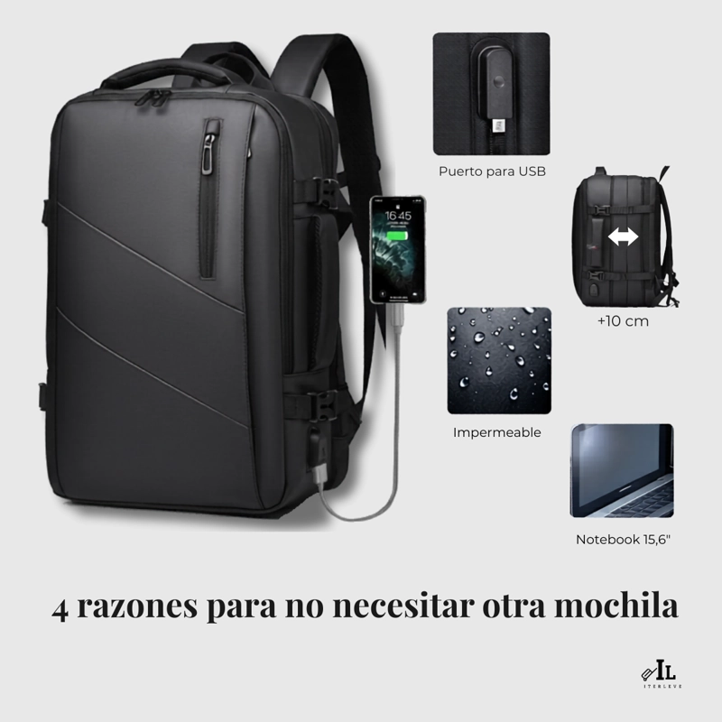 MOCHILA VIAJE EN CABINA PARA LAPTOP CARRY ON EXPANDIBLE - 2