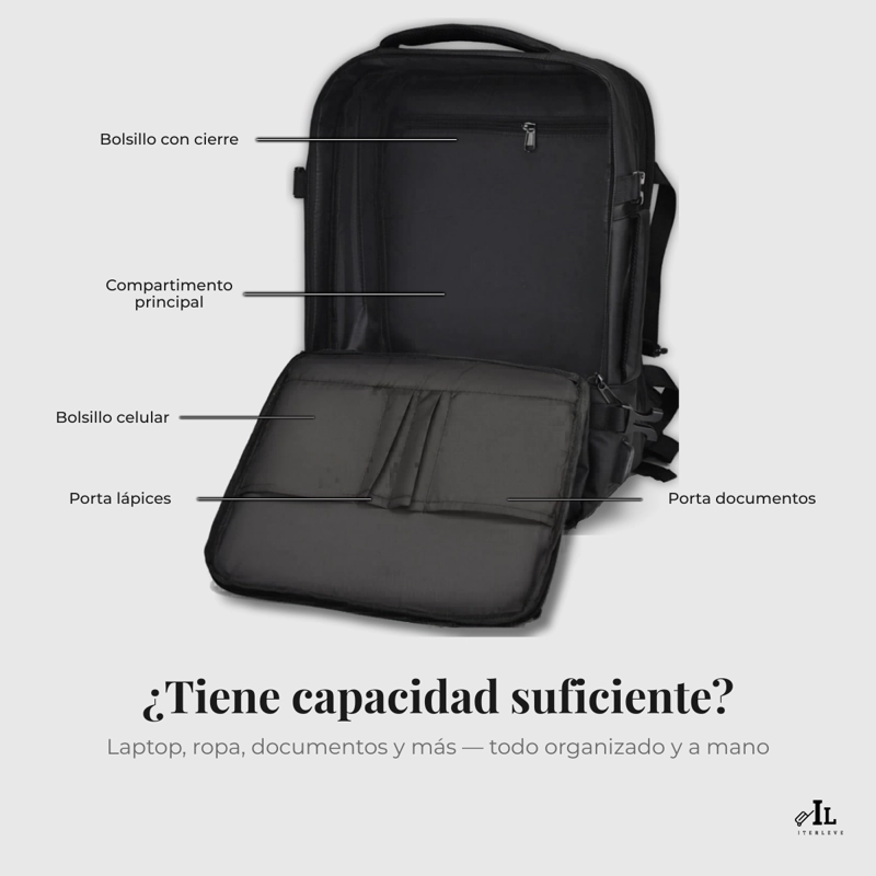 MOCHILA VIAJE EN CABINA PARA LAPTOP CARRY ON EXPANDIBLE - 4