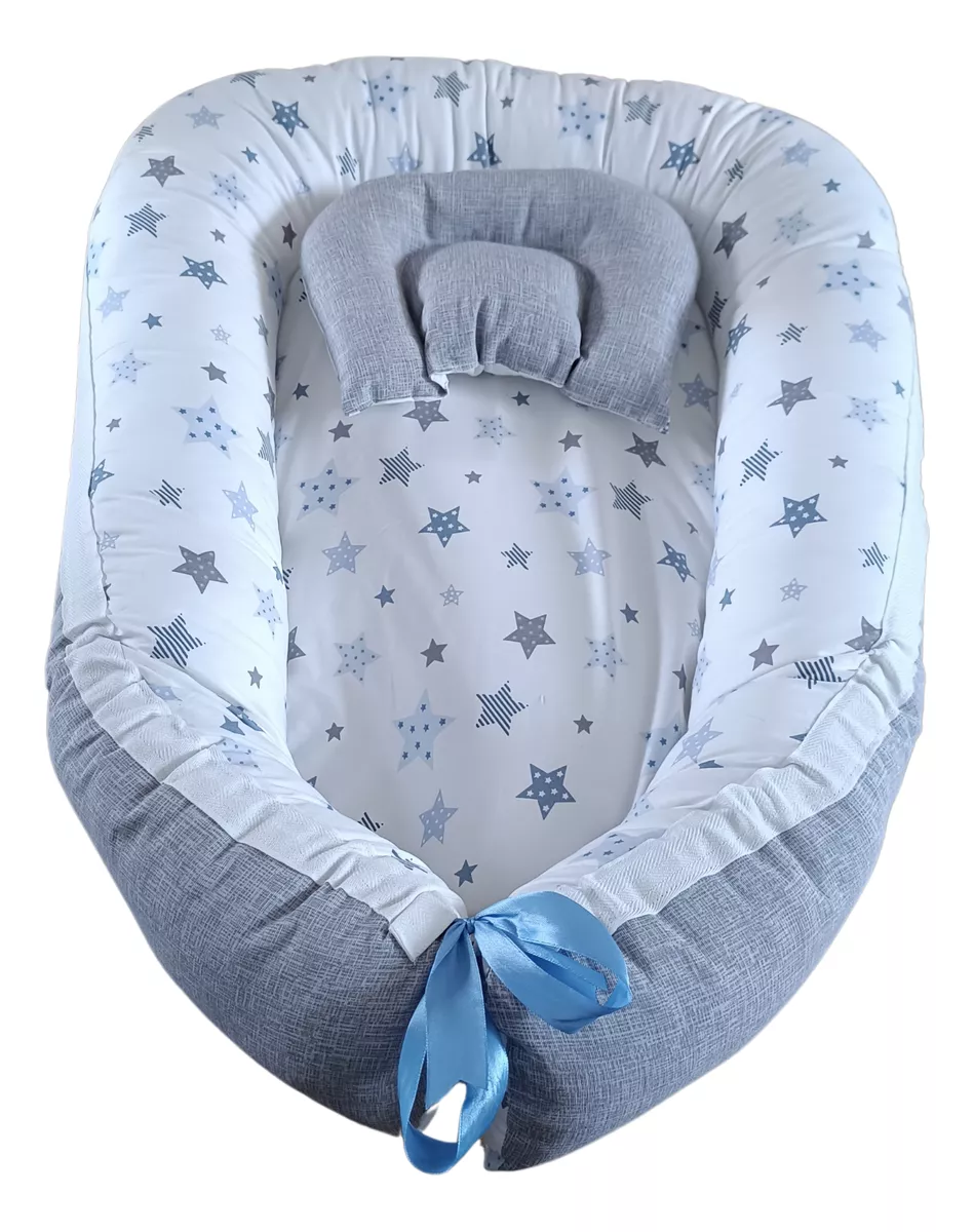 NIDITO COLECHO ESTRELLAS AZUL GRIS GRIS JASPEADO - 1