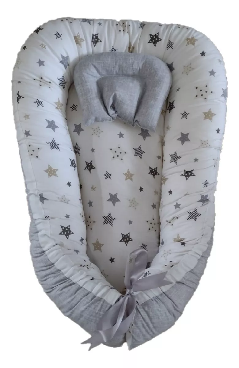 NIDITO COLECHO BLANCO ESTRELLAS GRIS-BEIGE GRIS JASPEADO - 1
