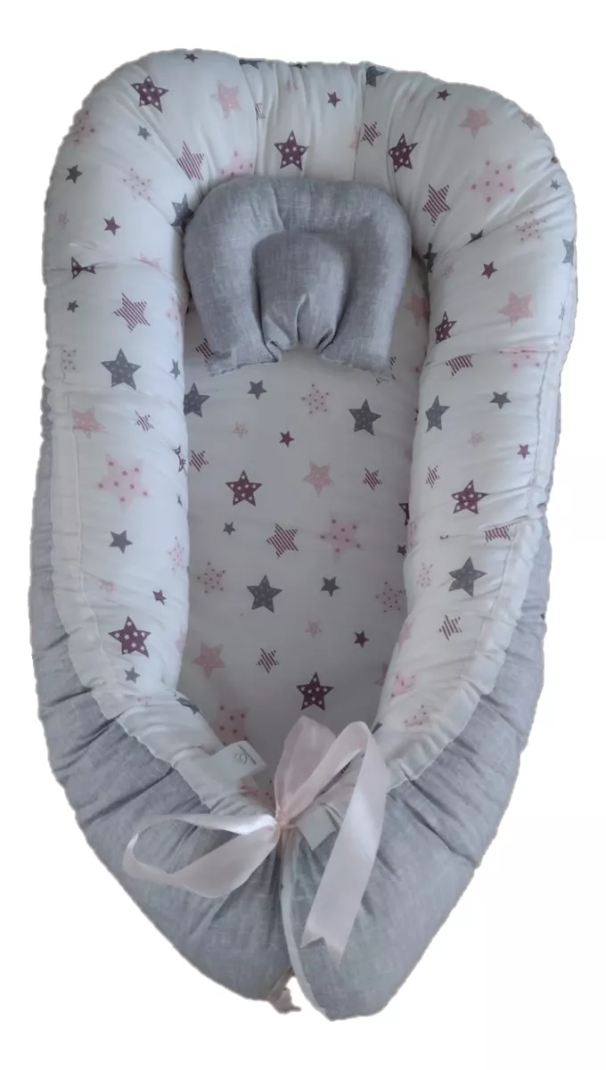 NIDITO COLECHO BLANCO ESTRELLAS ROSADA-LILA GRIS JASPEADO - 1