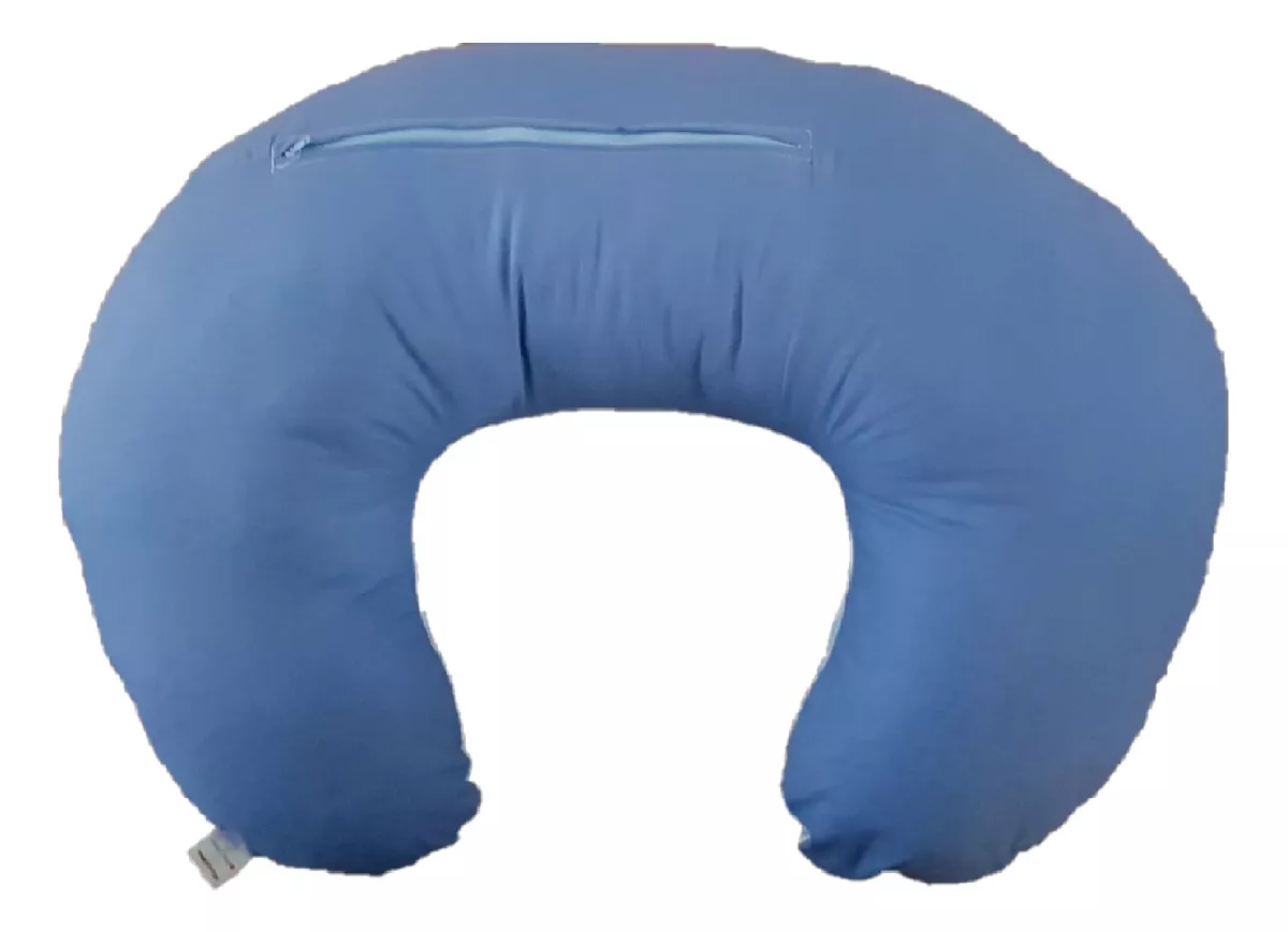 COJÍN LACTANCIA. ELEFANTE Y PUNTOS S AZUL JEANS LISO BLANCO - 2