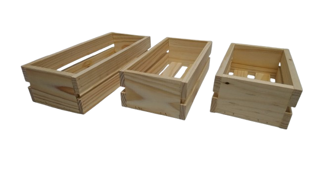 SET 3 CAJAS ORGANIZADORAS MADERA NATURAL - 1