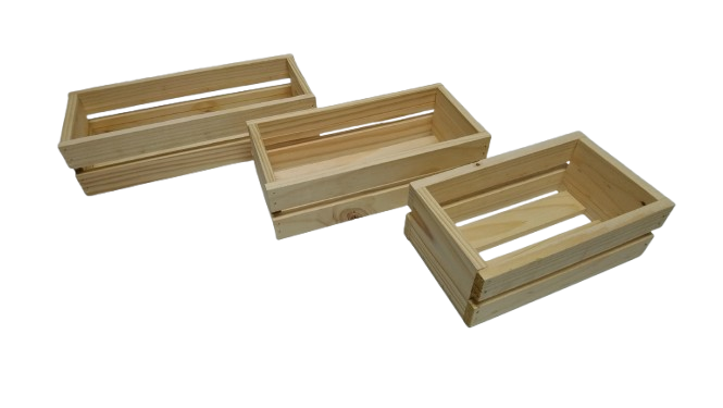 SET 3 CAJAS ORGANIZADORAS MADERA NATURAL - 2
