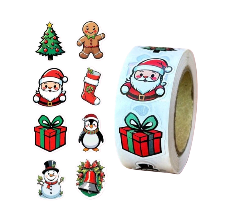 500 ETIQUETAS AUTOADHESIVAS NAVIDAD 2,5 CM ROLLO PEGATINA - 1