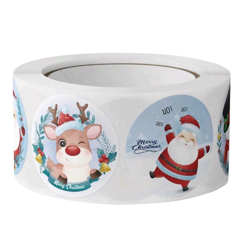 500 ETIQUETAS AUTOADHESIVAS NAVIDAD 2,5 CM ROLLO PEGATINA - 3