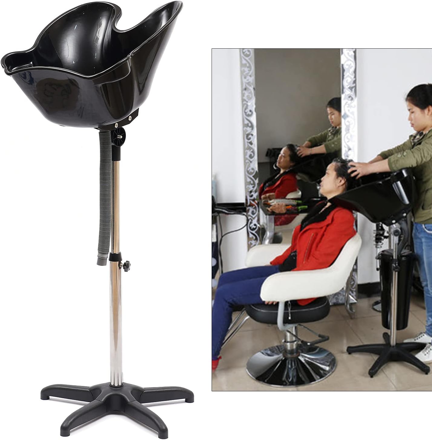 LAVA PELO PORTATIL PELUQUERIA BARBERIA CON CUELLO SILICONA NEGRO - 1