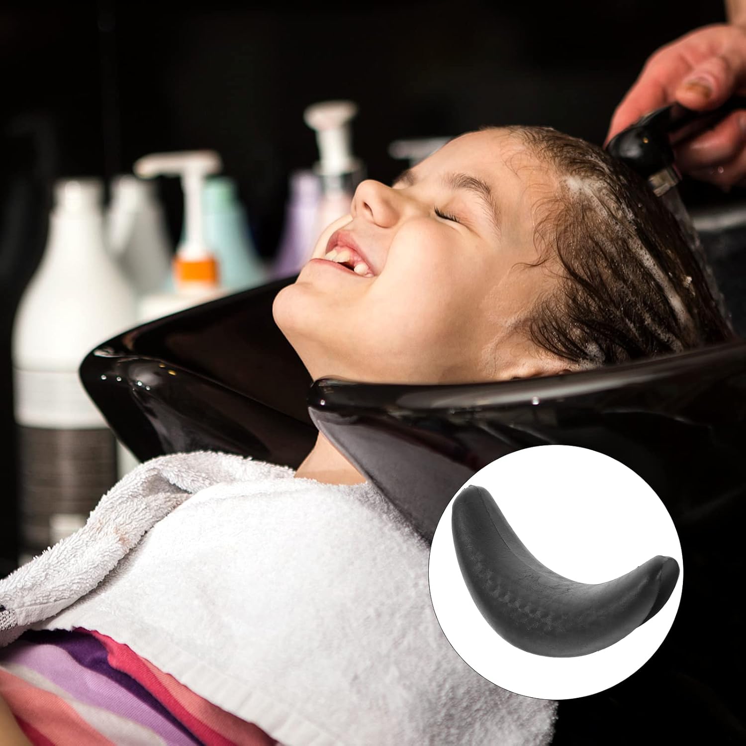 LAVA PELO PORTATIL PELUQUERIA BARBERIA CON CUELLO SILICONA NEGRO - 5