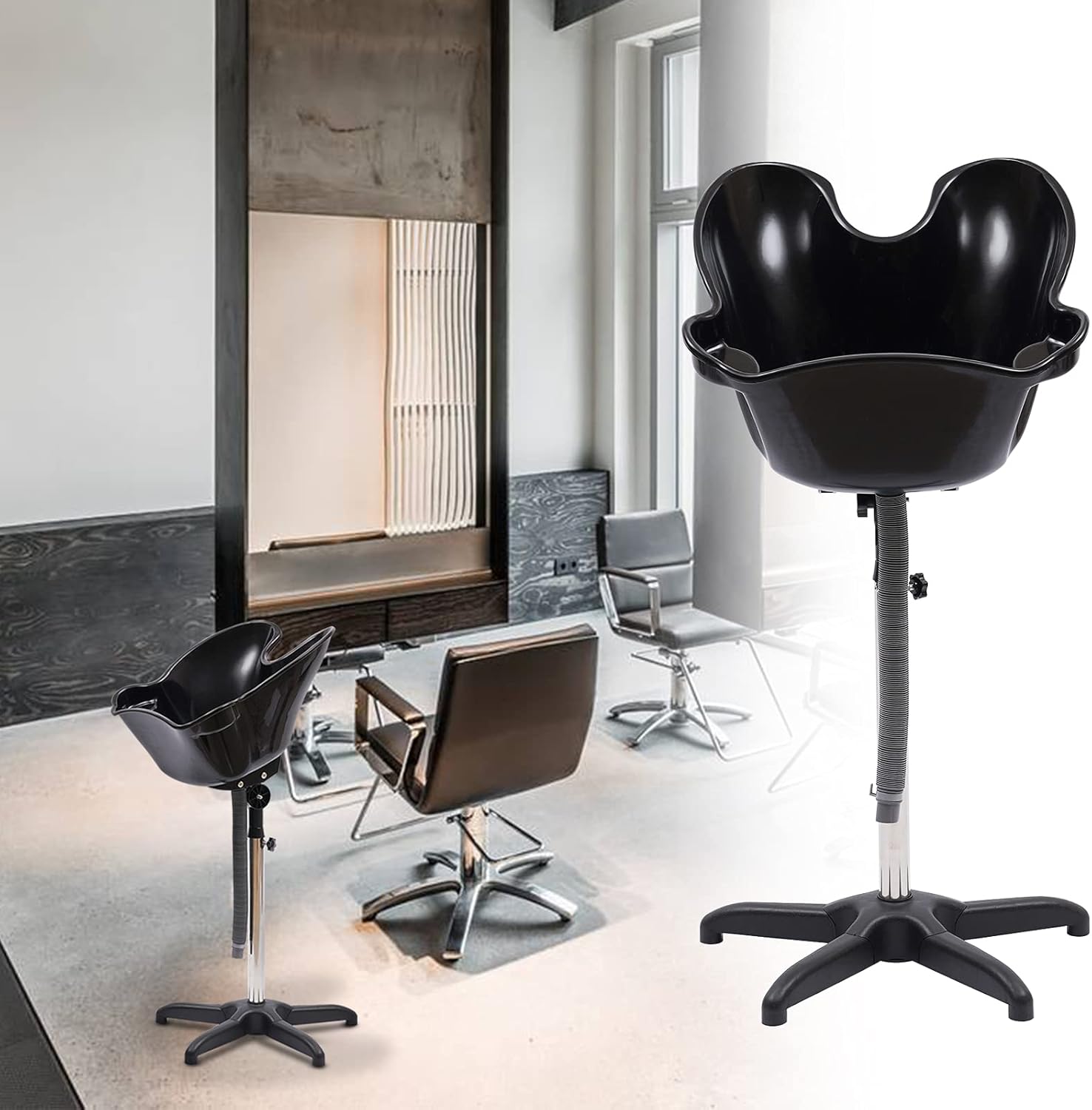 LAVA PELO PORTATIL PELUQUERIA BARBERIA CON CUELLO SILICONA NEGRO - 7