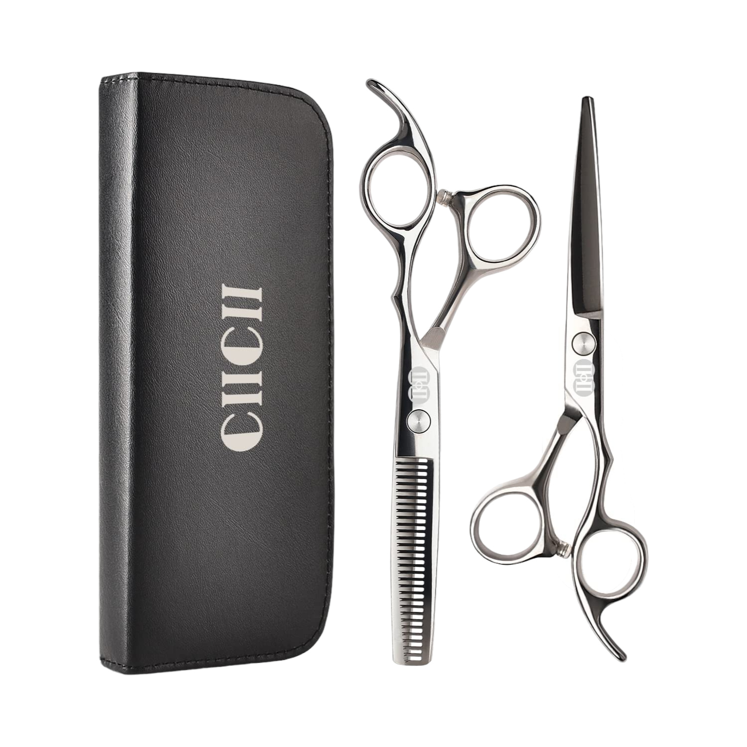 KIT TIJERAS PROFESIONALES FILOS NAVAJA + ENTRESACADORAS ACERO - SILVER ACERO CON ESTUCHE - 4