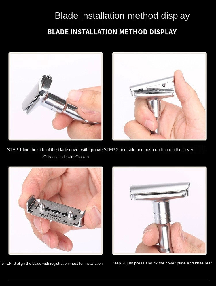 CUCHILLA DE AFEITAR CLASICA DE 3 PIEZAS CON DOBLE BORDE - 7