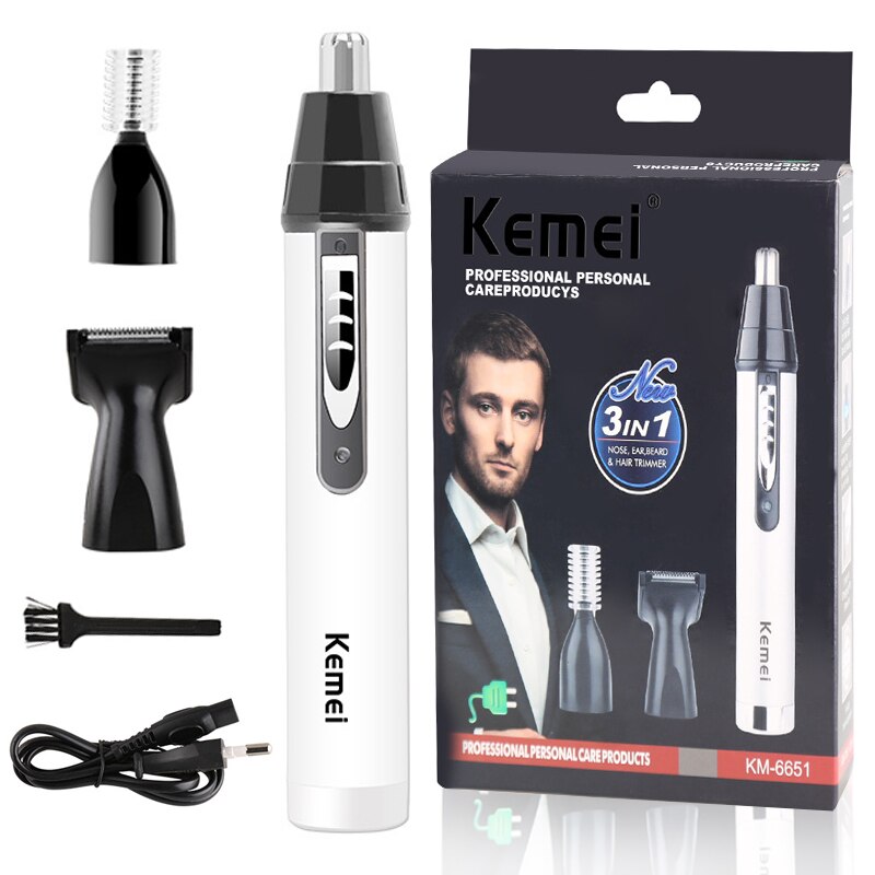 CORTADORA KEMEI DE VELLO 3 EN 1 NARIZ OREJA PATILLAS 6651 - 4