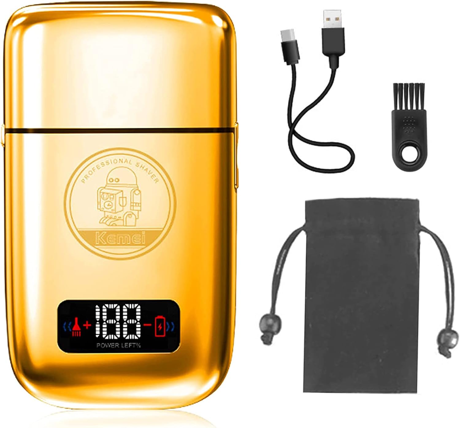 AFEITADORA RAASURADORA ELECTRICA INALAMBRICA KEMEI TX3 DORADO METALICO BARBERIA - 4