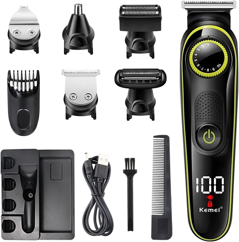 MÁQUINA DE AFEITAR KEMEI CORTADORA VELLO FACIAL NARIZ OIDO Y BARBA 696 MULFUNCIONAL - 8