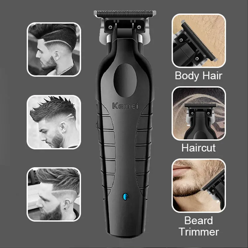 MAQUINA TRIMMER KEMEI 2299 NEGRA PERFILADORA BARBERIA PROFESIONAL - 12