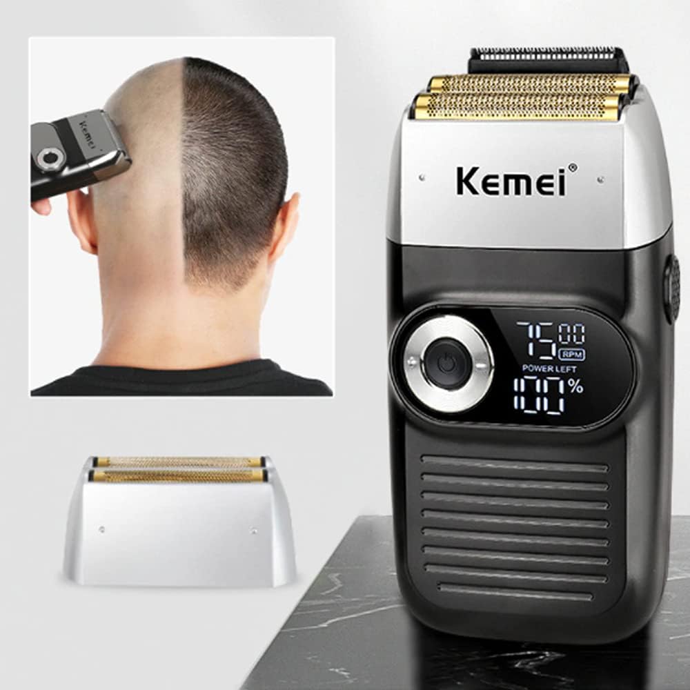 MAQUINA KEMEI 2026 SHAVER 2EN1 + PATILLERA PANTALLA LCD - 4