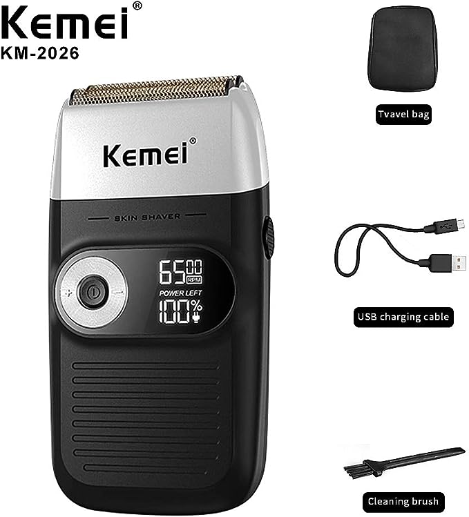MAQUINA KEMEI 2026 SHAVER 2EN1 + PATILLERA PANTALLA LCD - 6